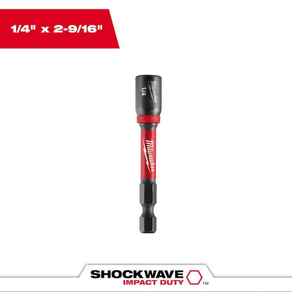 Milwaukee SHOCKWAVE Impact Duty 1/4 in. x 2-9/16 in. Alloy Steel Magnetic Nut Driver (1-Pack)