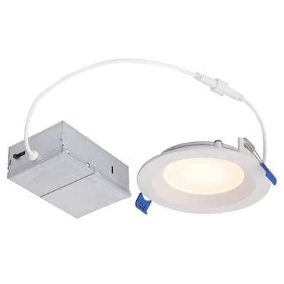 4 in. Slim 2700-5000K Selectable New Construction Canless Integrated LED Recessed Light Kit for Shallow Ceilings