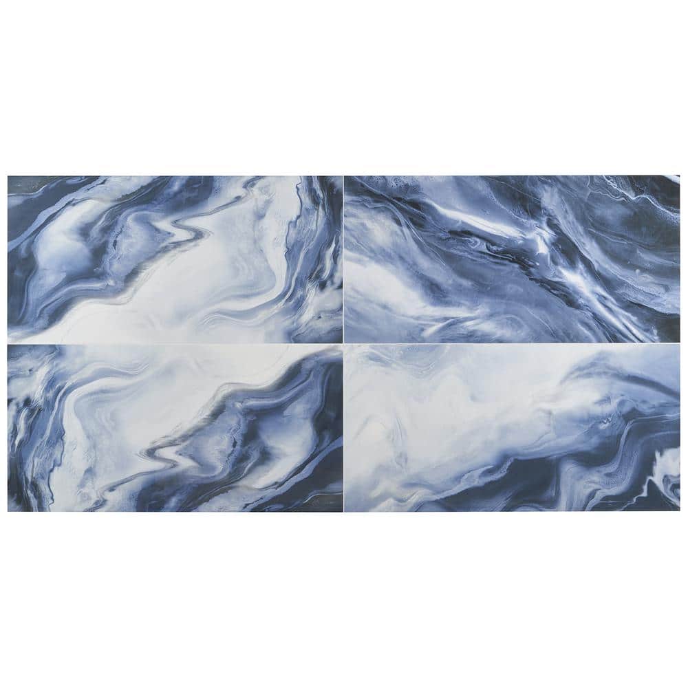 Augusta Blue Polished Porcelain Large Format Rectangular Tile
