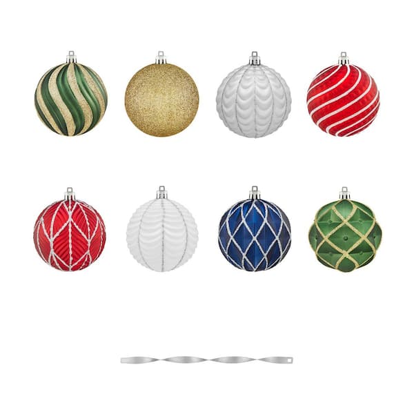 Home Accents Holiday 3.15 in. Multi Color Shatterproof Ornament Pack Mountain Retreat (60-Count)