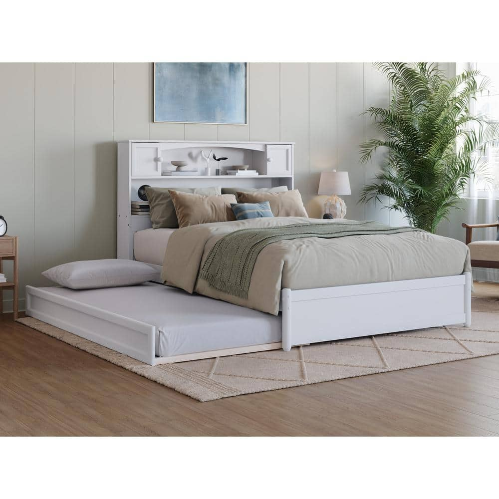 AFI Hadley White Solid Wood Frame Full Platform Bed with Panel ...