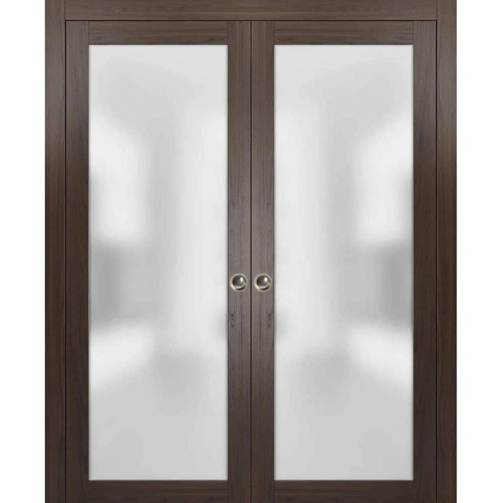 Assemble Required 72 in. x 96 in. 2-Panel Chocolate Ash Finished Solid Wood Sliding Door with Hardware price history on PriceWatchPro