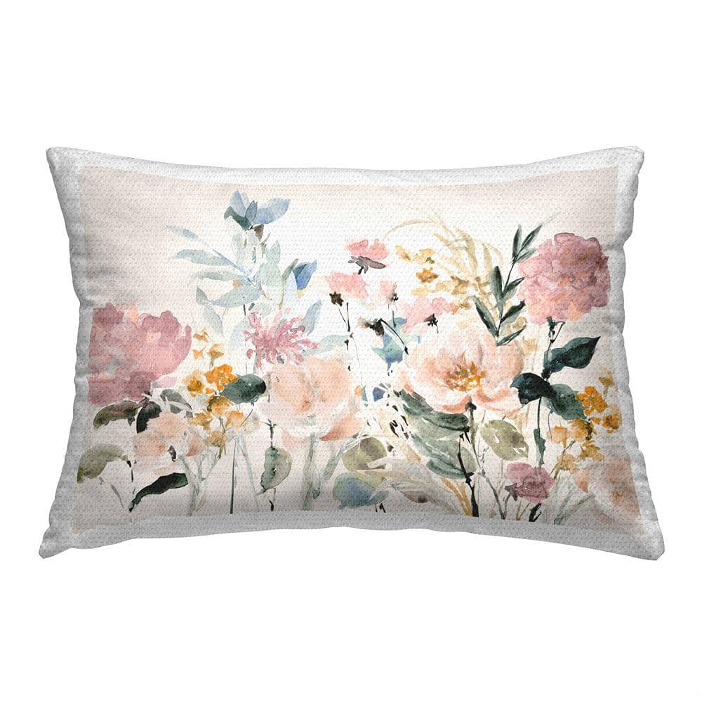 Soft Abstract Florals Off-White Rectangular Outdoor Throw Pillow price history on PriceWatchPro