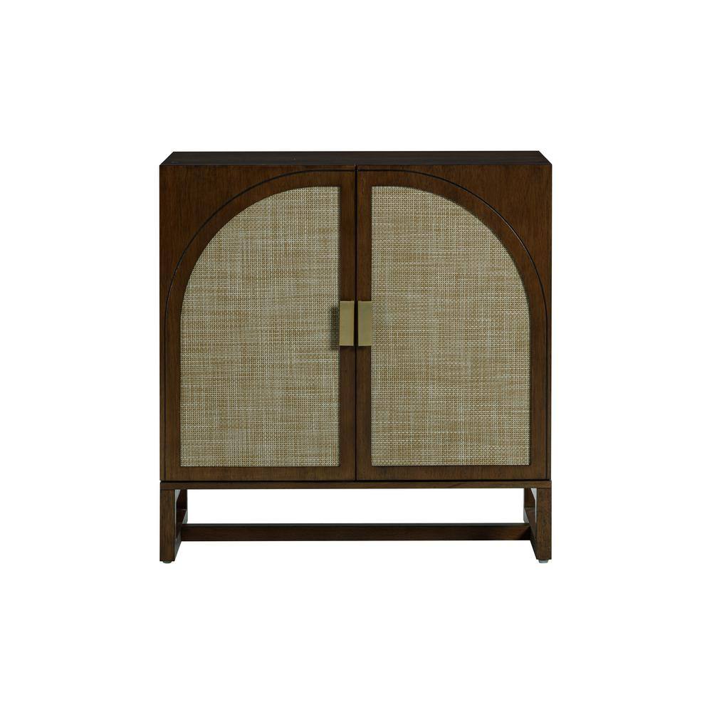 Paxton Dark Acacia 31 in. H Storage Cabinet with Arched Rattan Doors and Adjustable Shelf