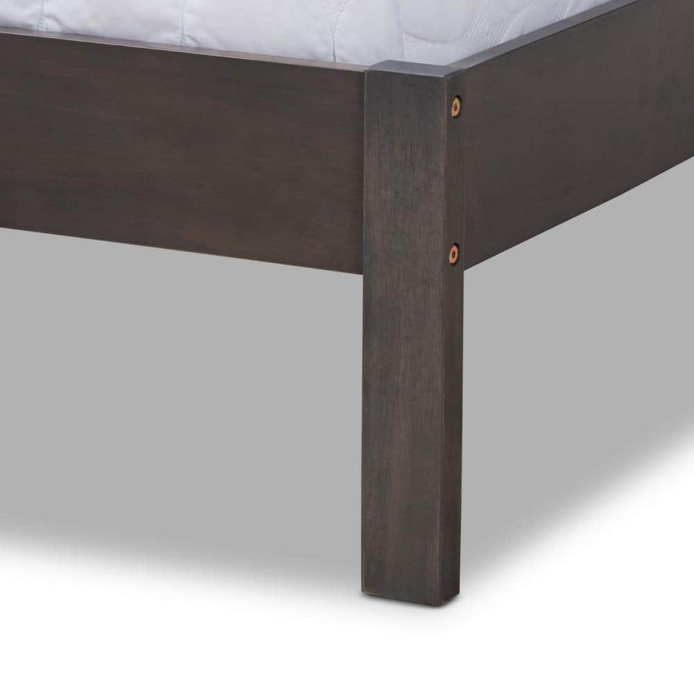 Gray and Oak King Upholstered Wood Panel Bed
