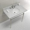 Kingston Brass Edwardian 36 in. Console Sink with Brass Legs (8 in., 3  Hole) in Marble White and Polished Nickel HKVPB3622M86 - The Home Depot