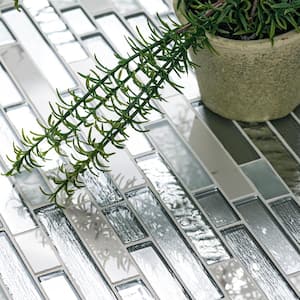 Whistler Ice Interlocking 12 in. x 12 in. Textured Glass Mesh-Mounted Mosaic Tile (0.97 sq. ft./Each)