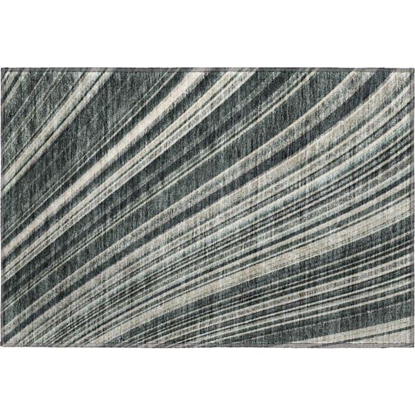 Mayfield Premium Machine Washable Abstract AMF981 Black 1 ft. 8 in. x 2 ft. 6 in. Area Rug