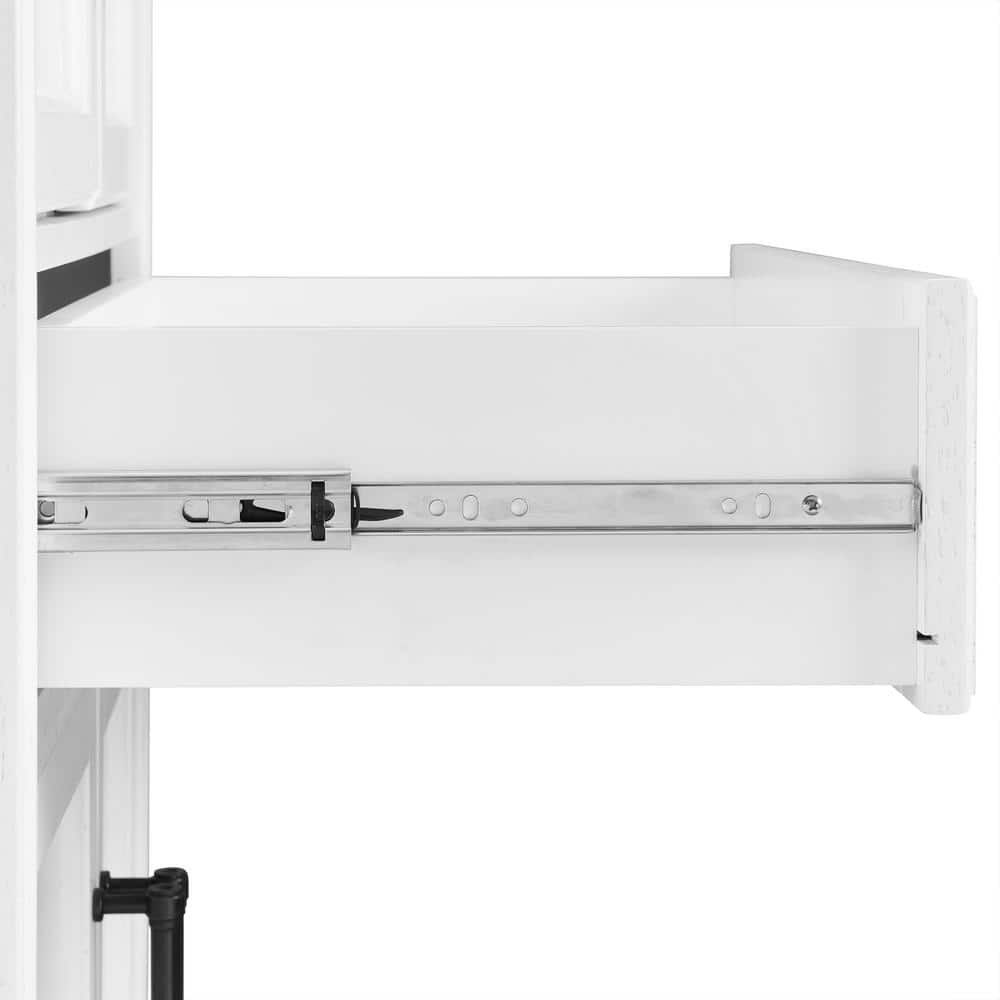 Distressed White 2-Piece Pantry Set with Metal Hardware