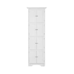 20.60 in. W x 12.25 in. D x 72.00 in. H White Linen Cabinet Tall Storage Cabinet with Doors and 4 Shelves