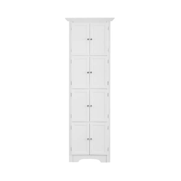 Unbranded 20.60 in. W x 12.25 in. D x 72.00 in. H White Linen Cabinet Tall Storage Cabinet with Doors and 4 Shelves