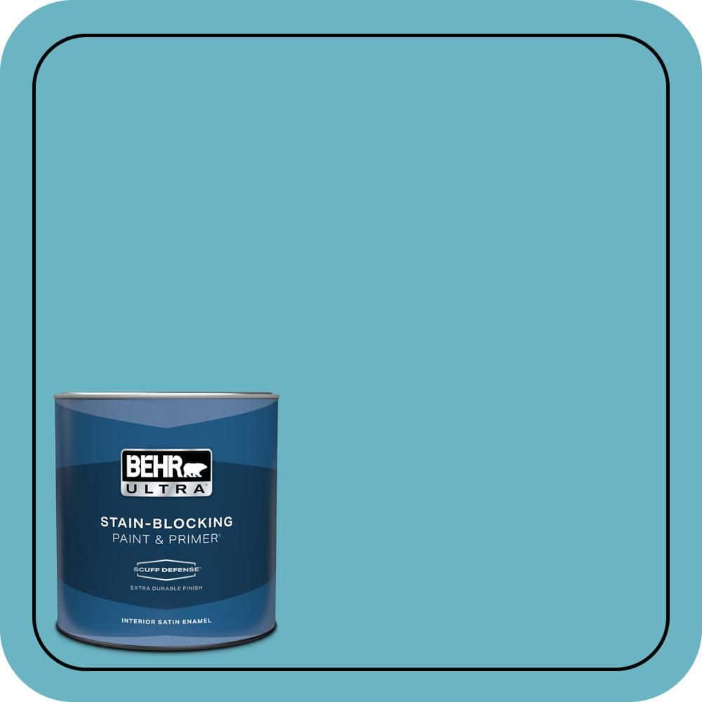 BEHR ULTRA 1 qt. #530D-5 Riverside Blue Extra Durable Satin Enamel ...