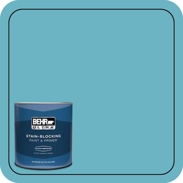 BEHR ULTRA 1 qt. #530D-5 Riverside Blue Extra Durable Satin Enamel Interior Paint & Primer