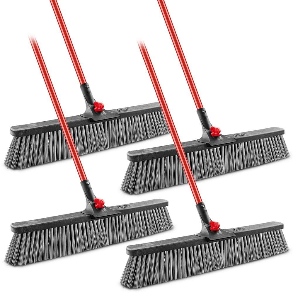 Libman 24 in. Rough Sweep Push Broom Set ClampStyle (4Pack) 1756