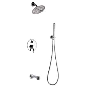 Rain 2-Handle Tub and Shower Faucet System with 3-Setting with 304T Stainless Steel in Chrome (Valve Included)