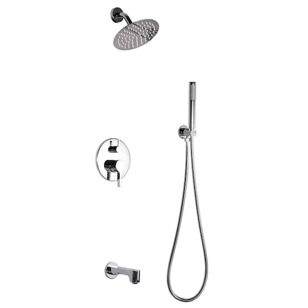 Dyconn Rain 2-Handle Tub and Shower Faucet System with 3-Setting with 304T Stainless Steel in Chrome (Valve Included)
