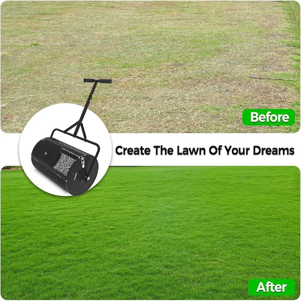 24 in. Metal Compost Spreader for Spreading Topsoil Manure Mulch 24-31.1 in. Height Adjustable Handle