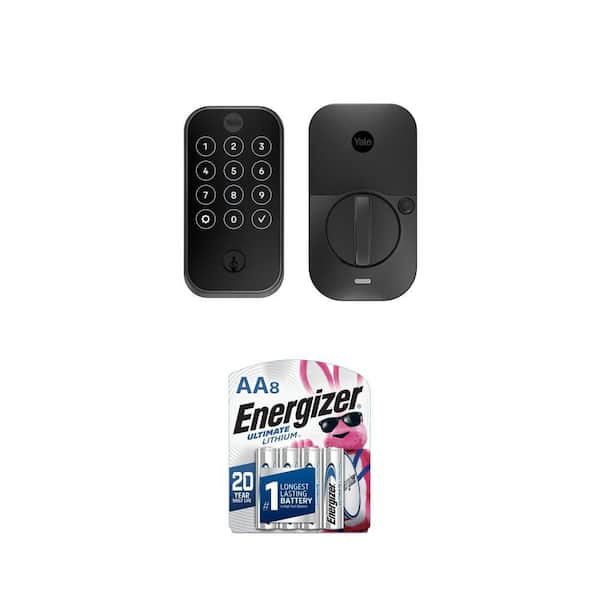 Assure Lock 2 Smart Door Lock with WiFi Touchscreen, Black Suede and Ultimate Lithium AA Batteries (8-Pack)