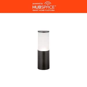 Hartford Low Voltage Millennium Black LED Smart Outdoor Bollard Light with Frosted Glass Shade Powered by Hubspace