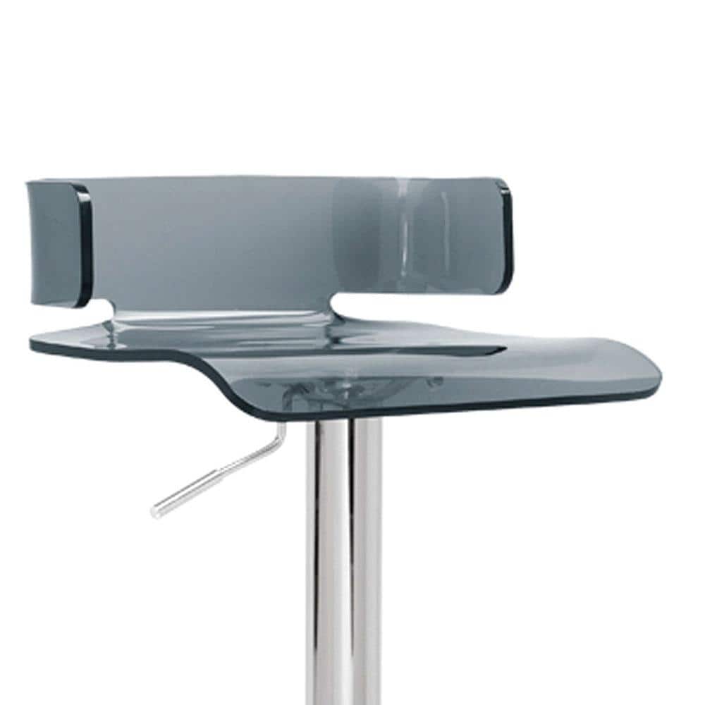 Rania Gray Acrylic and Chrome Adjustable Swivel Bar Stool