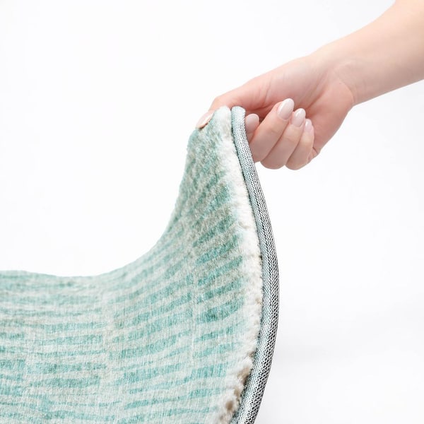 Dream Shag Premium Machine Washable Abstract ADS674 Teal 10 ft. x 14 ft. Area Rug
