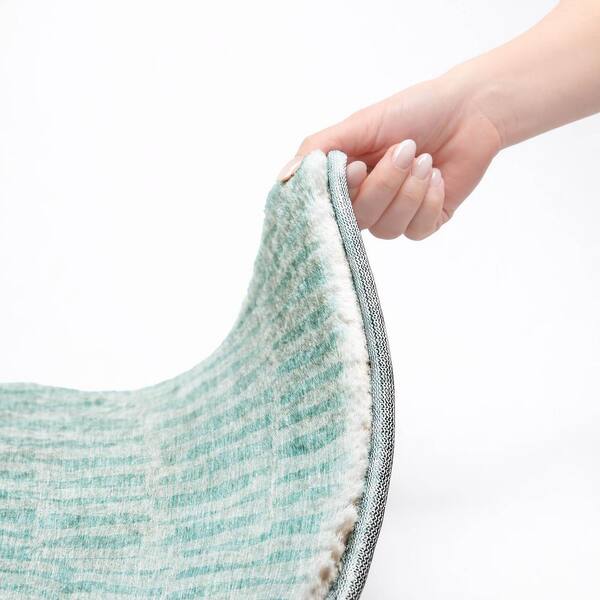 Dream Shag Premium Machine Washable Abstract ADS674 Teal 9 ft. x 12 ft. Area Rug