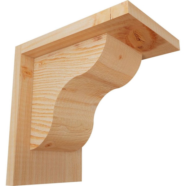 Ekena Millwork 5-1/2 in. x 8 in. x 8 in. Douglas Fir Carmel Smooth Corbel with Backplate