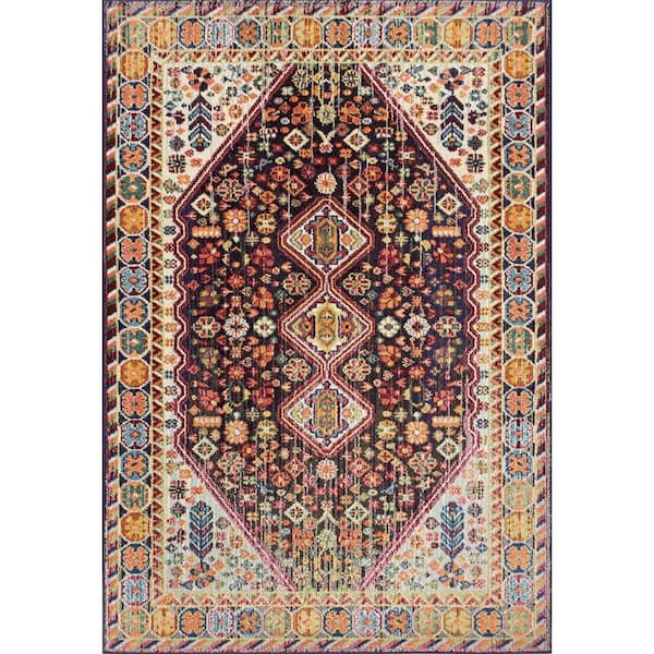 Meadow Vintage Vibrant Black 8 ft. x 8 ft. Round Rug
