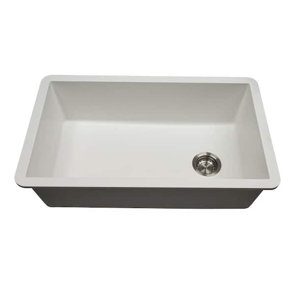 32 in. Undermount Single Bowl White Quartz Composite Kitchen Sink
