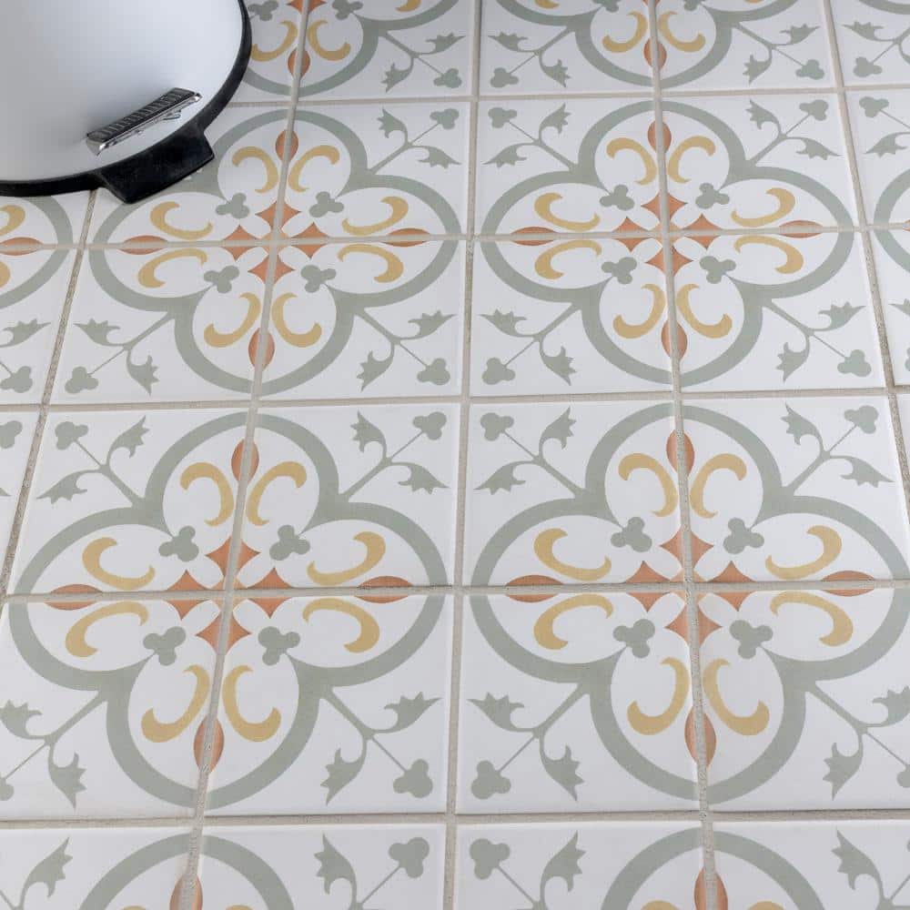 Revival Mini Memory 4" x 4" Off-White Ceramic Patterned Tile