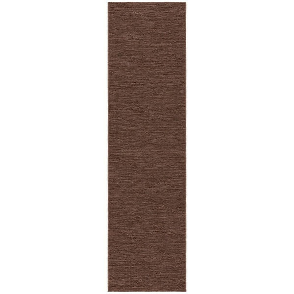 Practical Solutions Mocha 2 ft. x 8 ft. Diamond Contemporary Runner Area Rug
