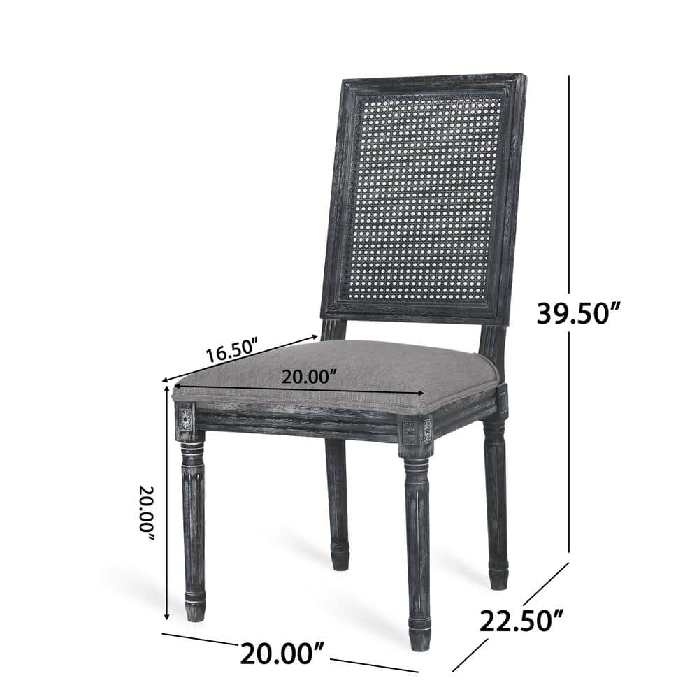 Elegant Gray Upholstered Parsons Dining Chair with Cane Back, Set of 6