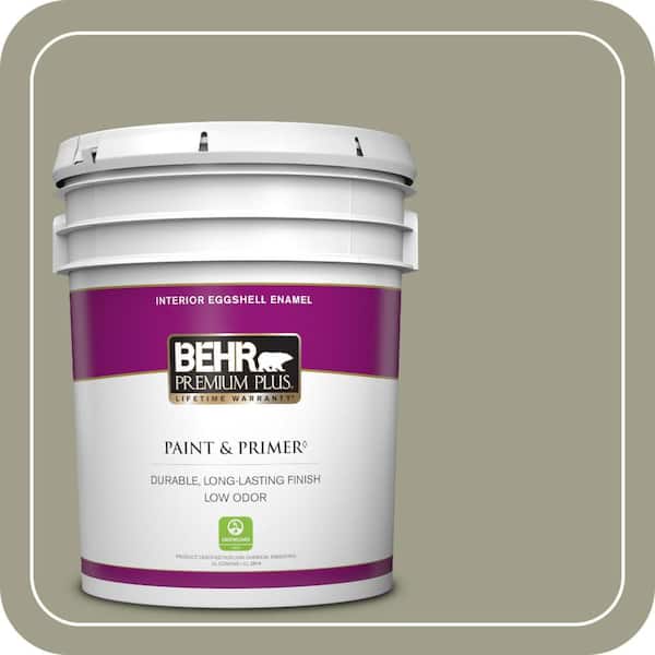 BEHR PREMIUM PLUS 5 gal. #BXC-82 Potting Moss Eggshell Enamel Low Odor Interior Paint & Primer