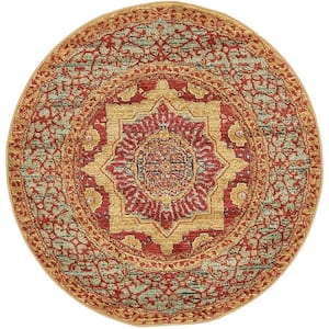 Palace Quincy Red 3' 3 x 3' 3 Round Rug