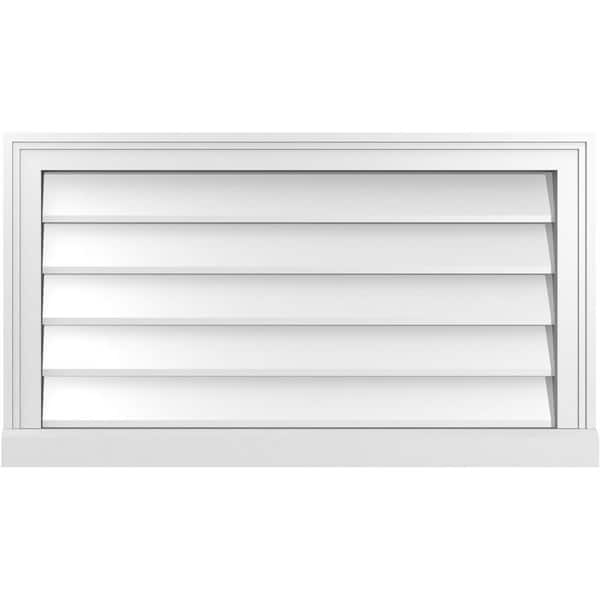 Ekena Millwork 32" x 18" Rectangular White PVC Paintable Gable Louver Vent Non-Functional