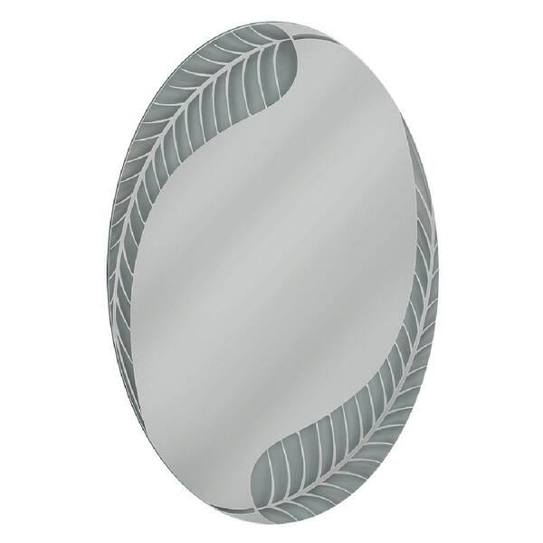 Deco Mirror 24 in. W x 36 in. H Frameless Oval Bathroom Vanity Mirror in Frosted etched mirror