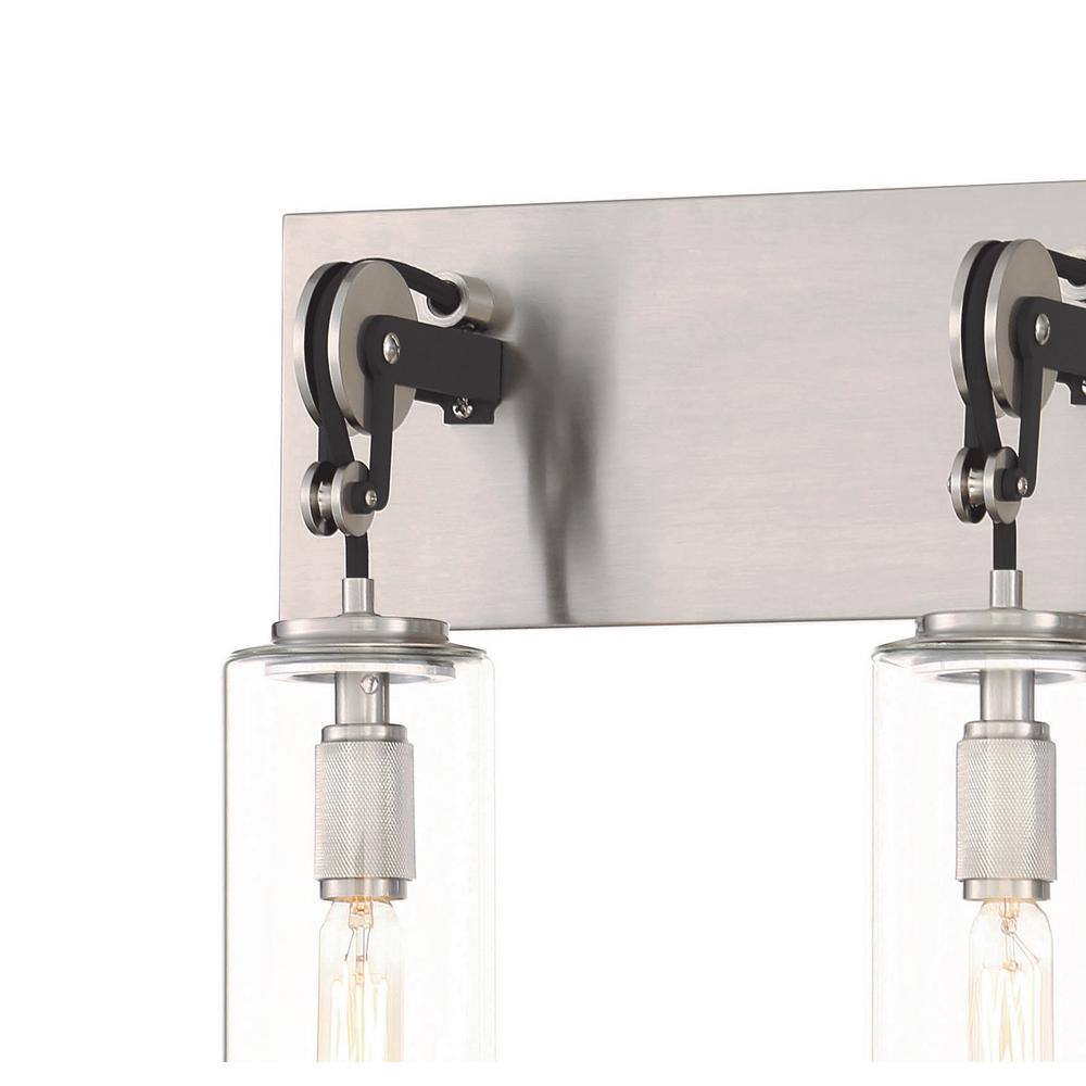 Pullman Junction 3-Light Bath Bar in Coal and Brushed Nickel with Clear Glass