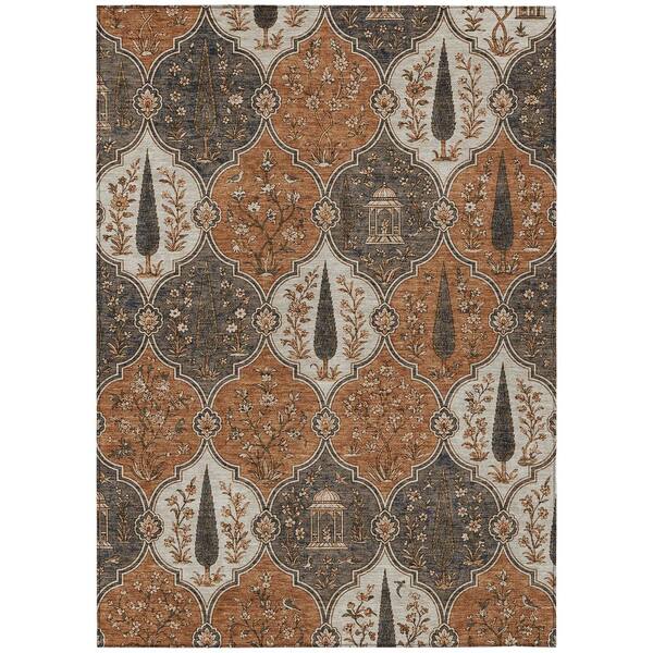 Chantille Machine Washable Indoor/Outdoor Abstract ACN3018 Rust 5 ft. x 7 ft. 6 in. Area Rug