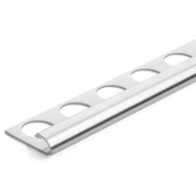 Polished Chrome Anodized 5/16 in. x 98-1/2 in. Aluminum R-Round Bullnose Metal Tile Edging Trim