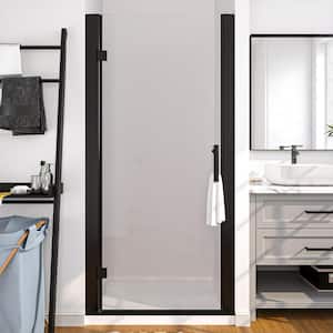 34 in. to 36 in. W x 72 in. H Pivot Swing Frameless Shower Door in Black with Clear Glass