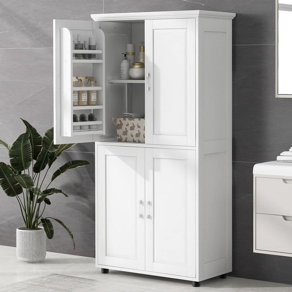 31.29 in. W x 15.64 in. D x 62.28 in. H White MDF Freestanding Linen Cabinet with Adjustable Shelf price history on PriceWatchPro
