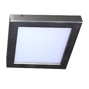 Zoey 7 in. 14 Watt Nickel Integrated LED Flush Mount with Frosted Glass Brown Shade