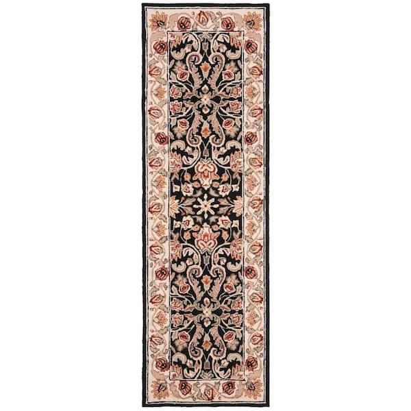 SAFAVIEH Chelsea Ivory/Burgundy 3 ft. x 12 ft. Border Runner Rug