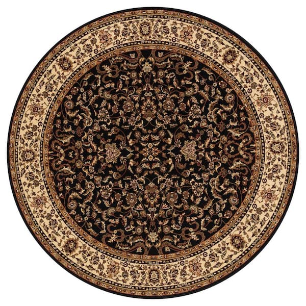 Concord Global Trading Persian Classics Kashan Black 5 ft. Round Area Rug
