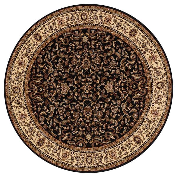 Concord Global Trading Persian Classics Kashan Black 8 ft. Round Area Rug