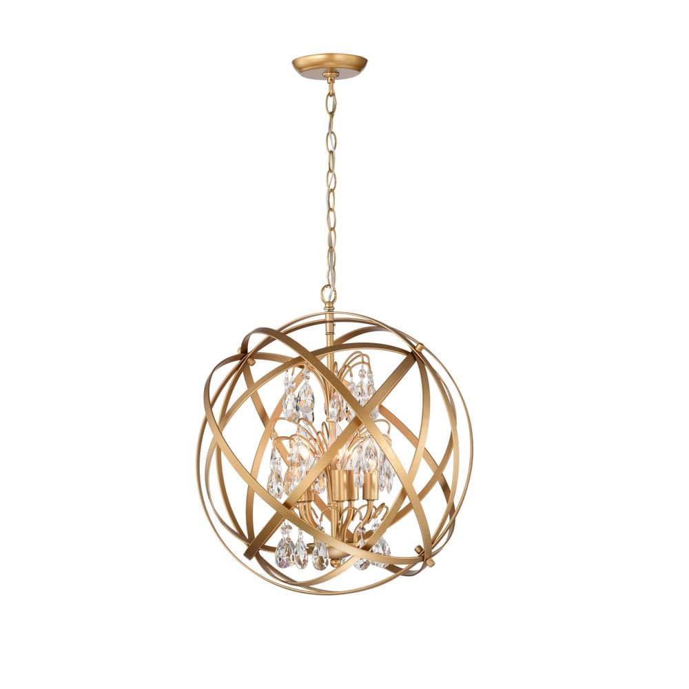 Benita Yellow Gold 5-Light Globe Crystal Chandelier