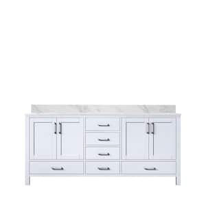 Jacques 72 in. W x 22 in. D White Double Bath Vanity and Carrara Marble Top