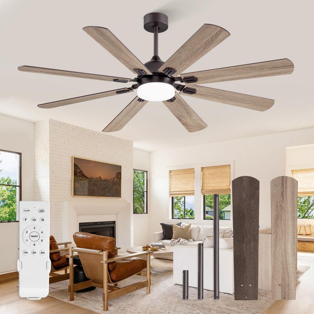 HINNIXY 62 in. Outdoor Indoor Bronze 3-Colors LED 6-Speeds Ceiling