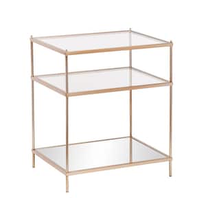 Melrose Metallic Gold Glass Top End Table