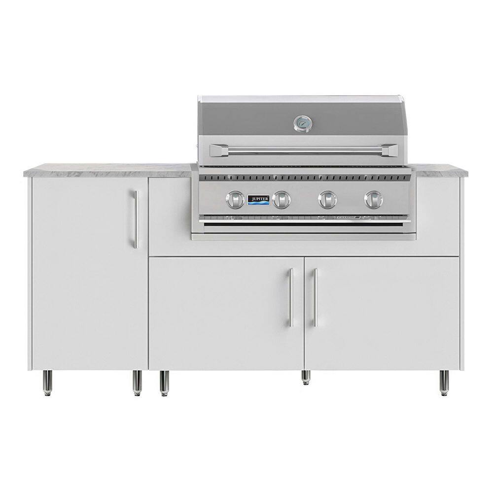 Daybreak 68.5 in. W 4-Burner Propane Grill Island in Stainless Steel Miami Shell White with Propane Cabinet price history on PriceWatchPro